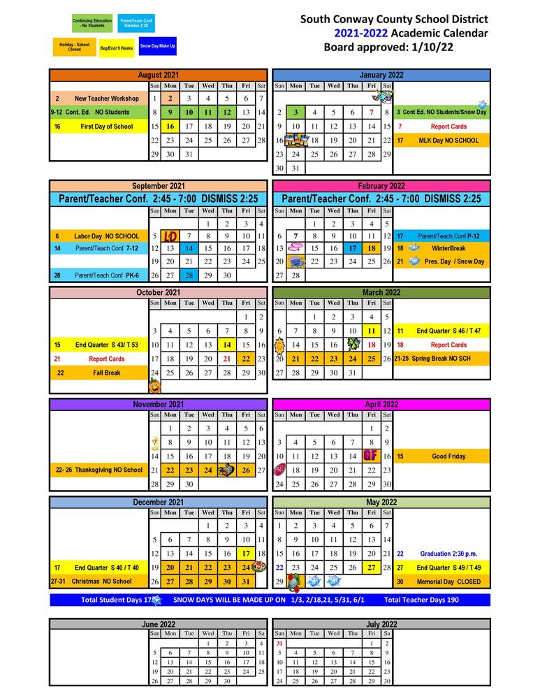 21-22 Academic Calendar Revised