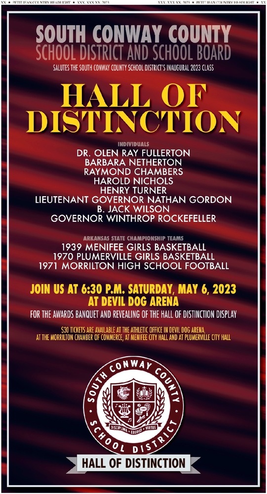 SCCSD Hall of Distinction Banquet Morrilton High School